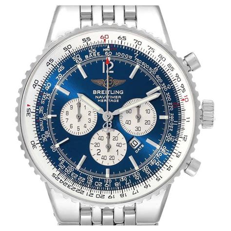 silberne breitling uhr mit blauem zifferblatt|Breitling MIT zifferblatt blau.